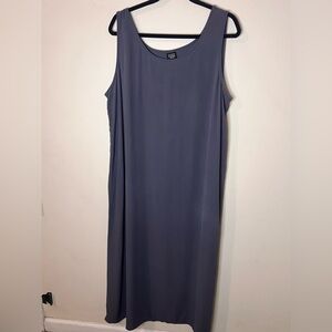 Eileen fisher sleeveless maxi gray dress 100% silk size 2x plus size